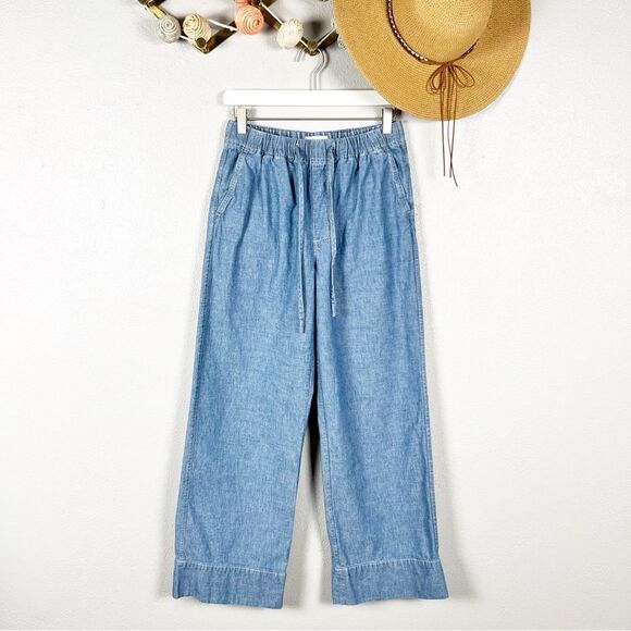 Alex Mill Riley Wide Leg Chambray Pull-On Pants 100% Cotton Small - Picture 7 of 8